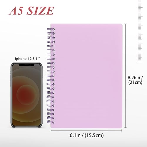 Miniatura 2 de Colorlife Cuaderno de espiral A5, paquete de 4 cuadernos de tapa dura de 8.25 x 5.75 pulgadas, cuaderno rayado a rayas, 80 hojas320 páginas para