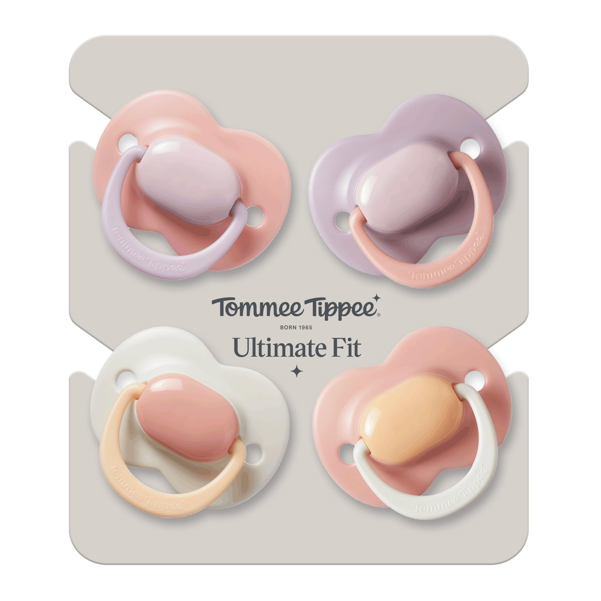 Tommee Tippee Ultimate Fit Soother, 6-18 Months, 4 Pack, Colour Blocked, Orthodontic Dummy for Babies Symmetrical Teat - Image 2
