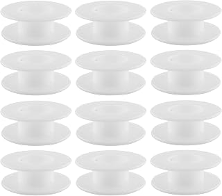 JCBIZ 12pcs 55mm Plastic Spool White Bobbin Empty Spools for Ribbon Beading String Wire Bobbin Cord Ropes