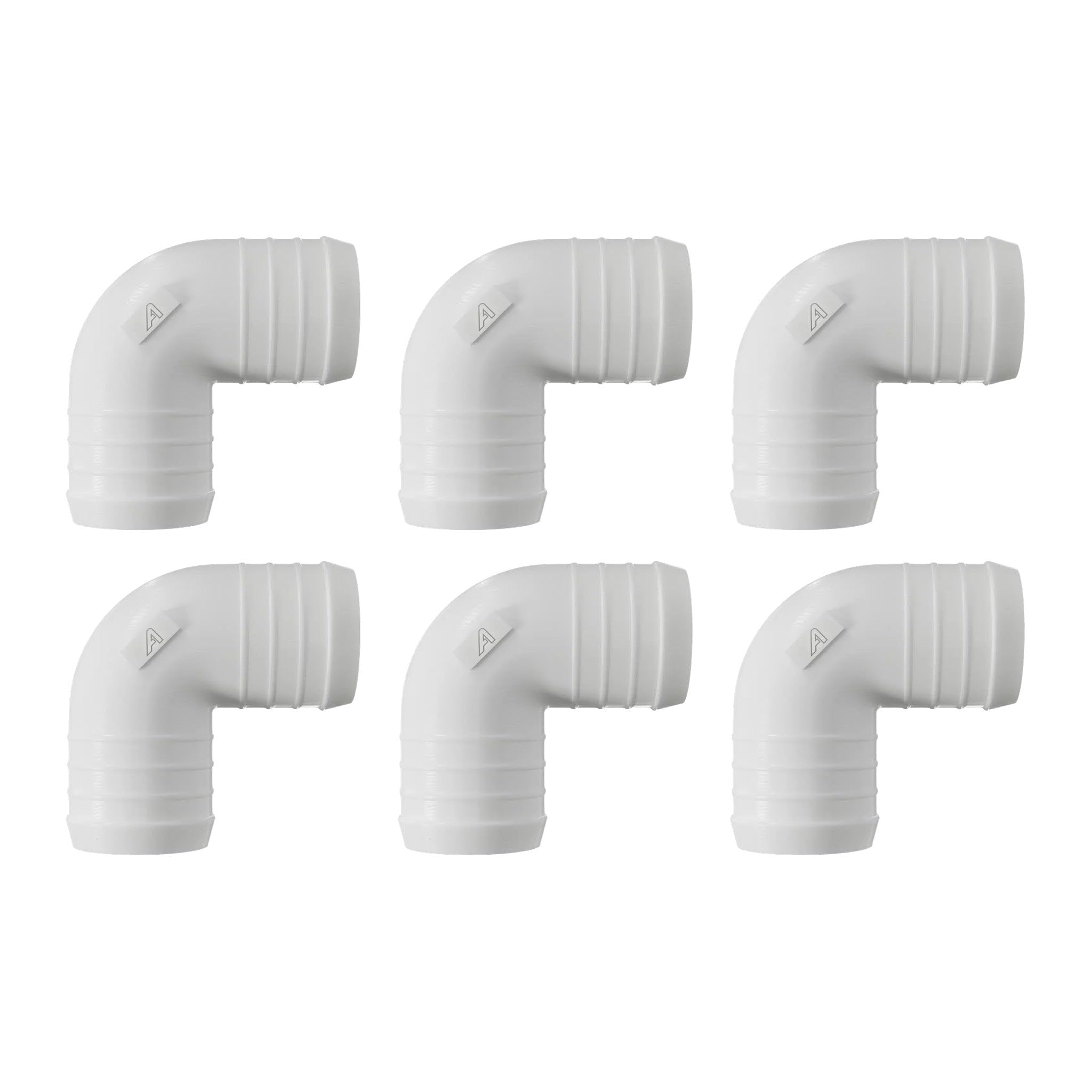 6 Pack 14mm 90 Degree Barbed Plastic Hose Elbow Joiner Connector White โ image 1