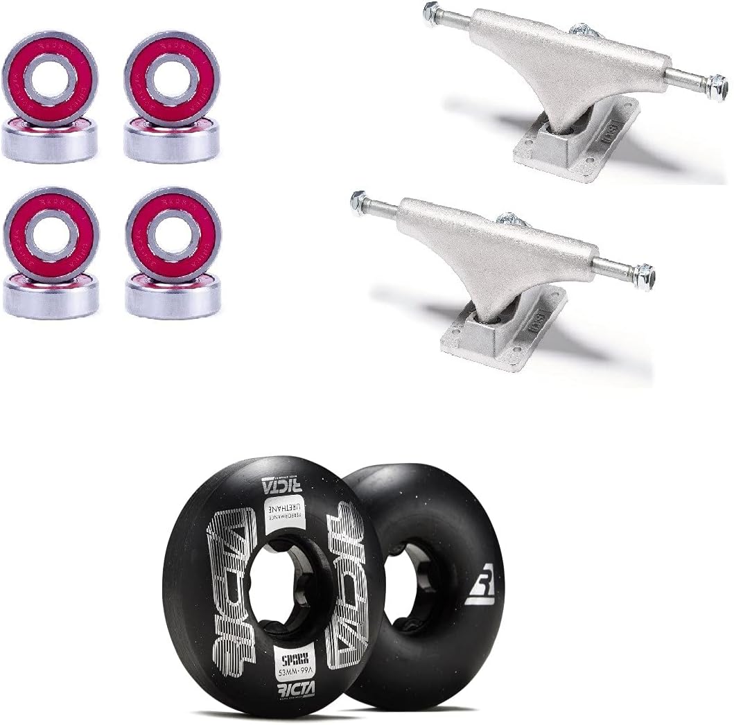 [CCS] Ricta Framework Sparx 99a Skateboard Wheels - 53mm with Bones Reds Bearings 139mm Raw Skateboard Trucks