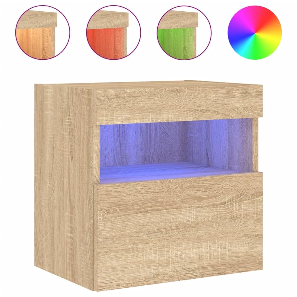 LED RGB ścienne RTV dąb sonoma 2 sztuki 40x30x40 cm