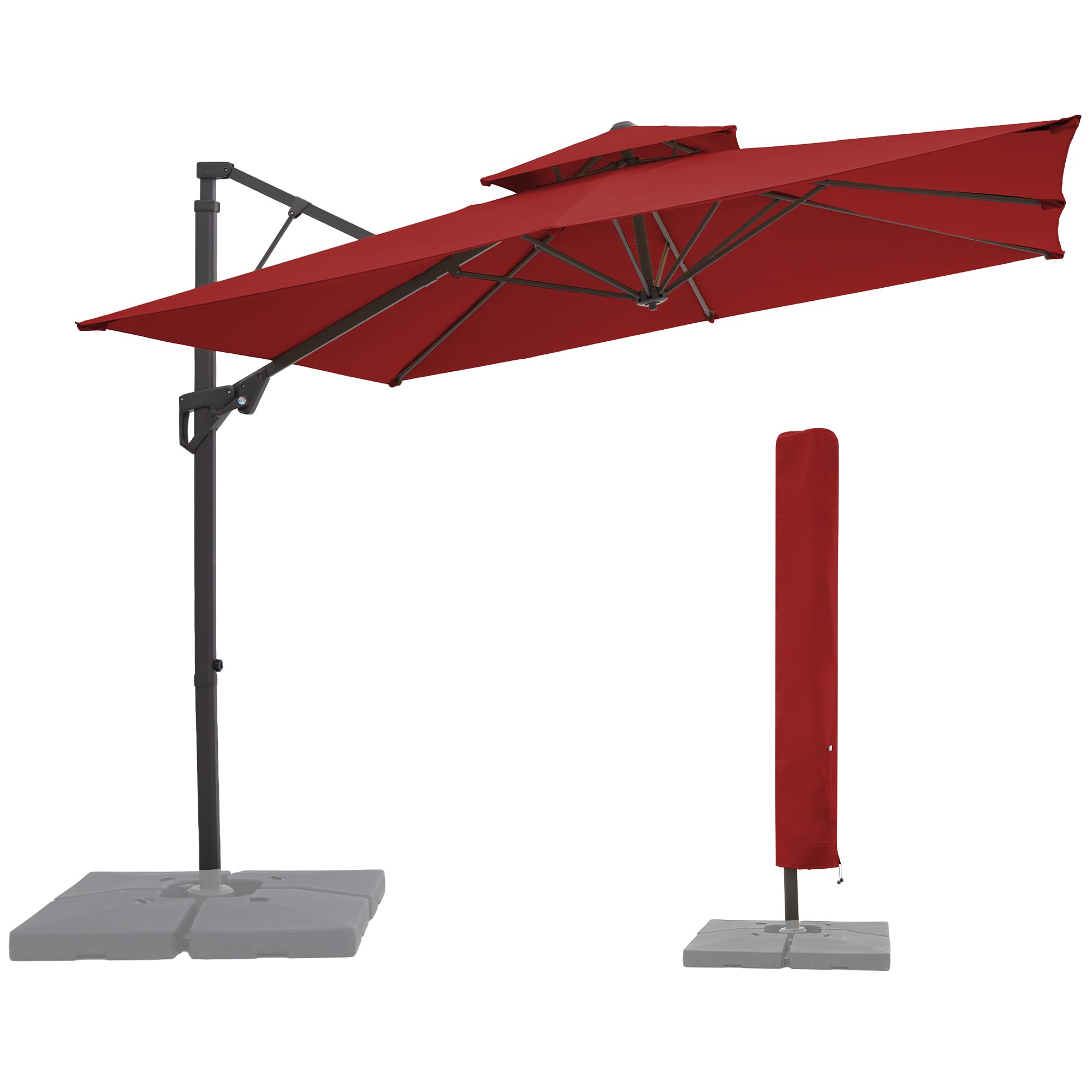 JEAREY 10x10 ft 2-Tier Cantilever Patio Umbrella, Outdoor Offset Umbrella