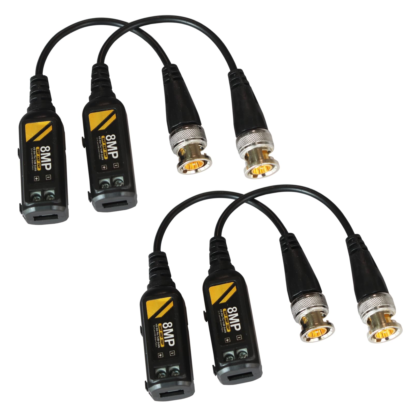 Balun per Telecamere Video Balun BNC UTP Connettori, Ricetrasmettitore CAT5/5E/6 per CVI/TVI/AHD/CVBS HD Telecamere 720P 1080P 4MP 5MP 8MP (4 Pezzi)