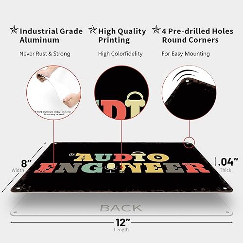 Miniatura 2 de Letreros de metal vintage retro con sonido de ingeniero de audio divertido cartel de hojalata arte de pared para el hogar, habitación, oficina,