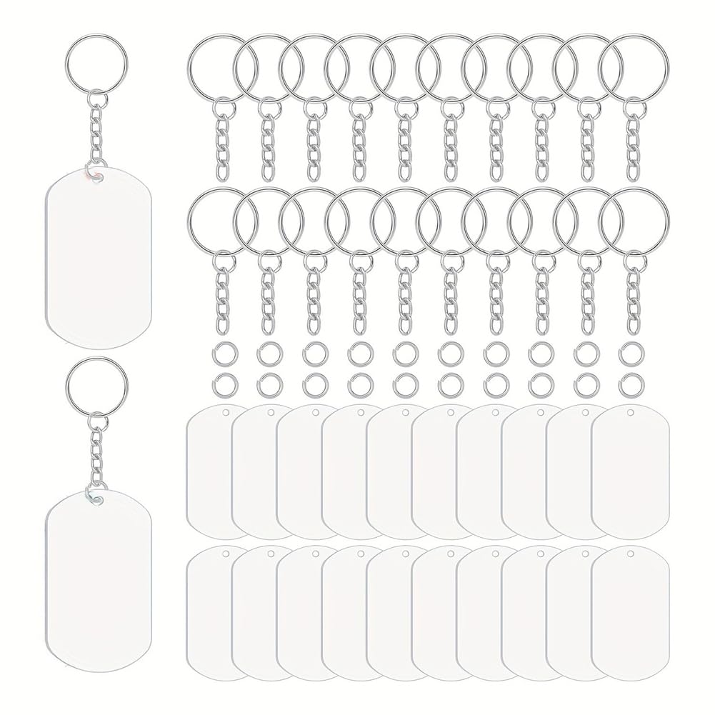 CTRLZS Keychain Blanks Set Acrylic Clear Ornament Blanks for DIY Crafts Jewelry Labels Packaging Gifts