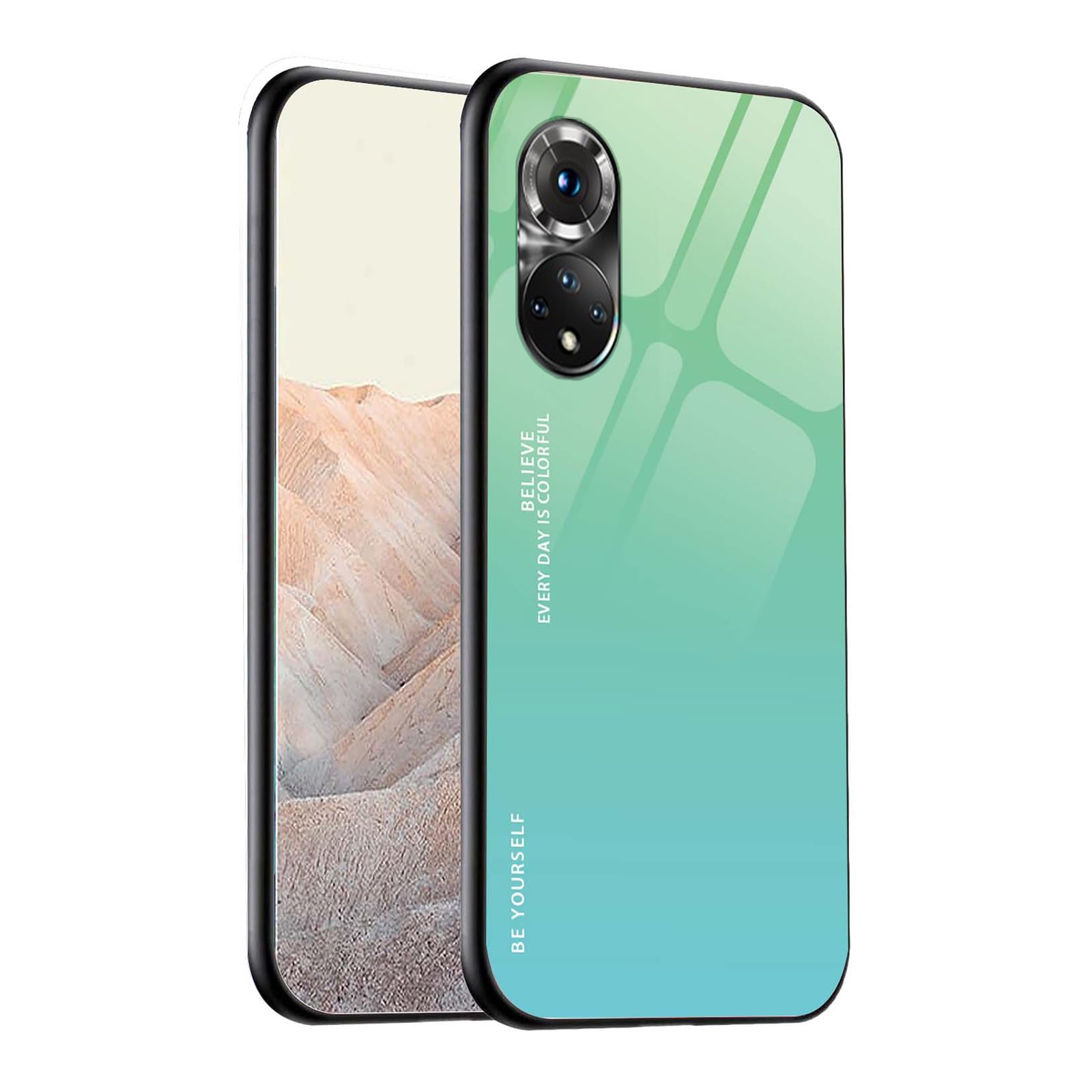 Cover WEIOU Per Huawei Honor 50 / Nova 9: Custodia In Vetro Temperato 9H Con Bordo In TPU, Effetto Sfumato