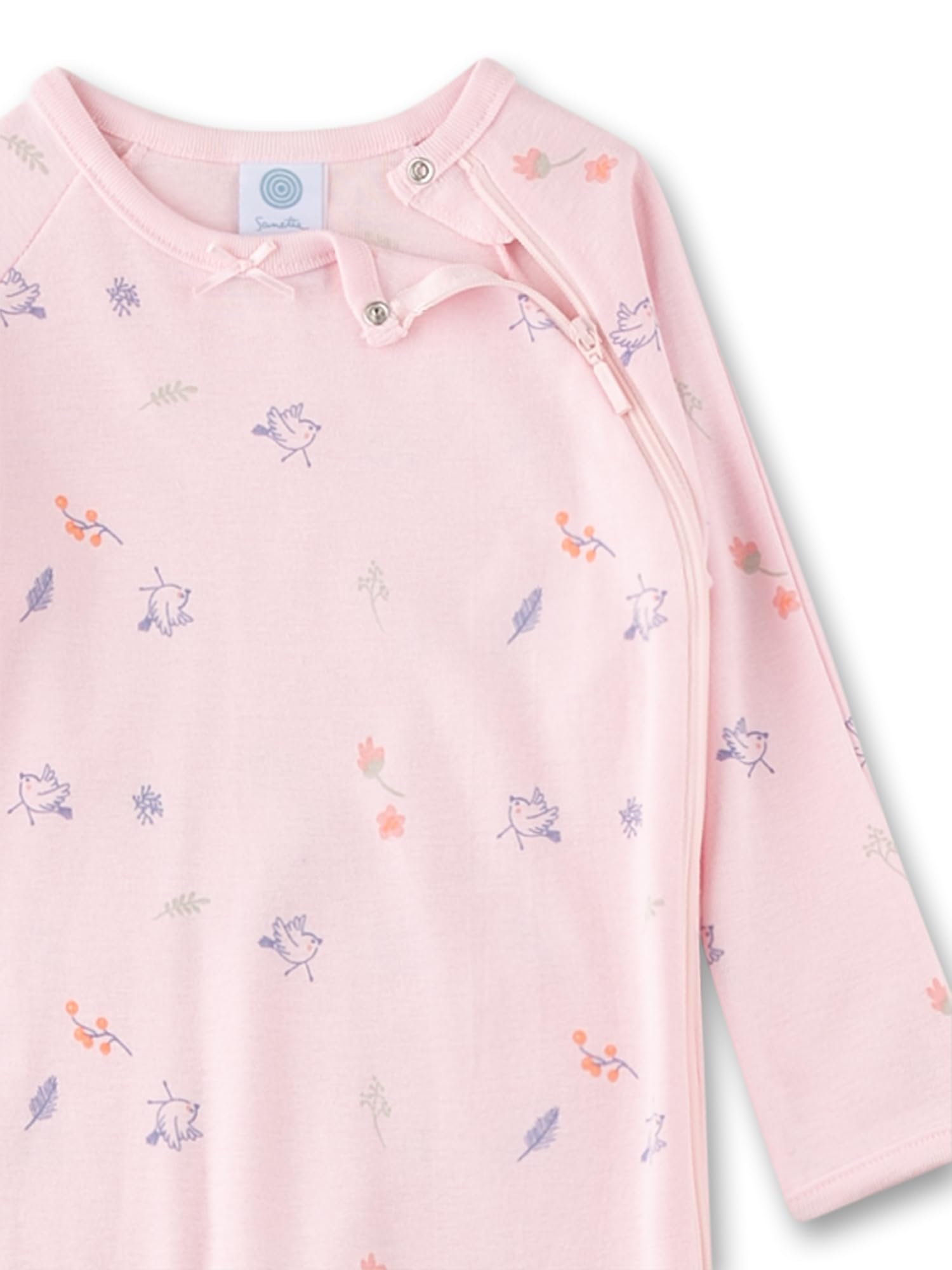 Sanetta Baby-Strampler rosa Birds | Praktischer und bequemer Strampler aus Bio-Baumwolle für Mädchen.