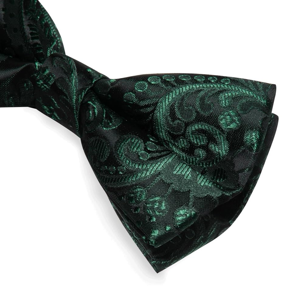 Papillon pre-annodato Paisley per uomo regolabile in seta papillon matrimonio tessuto nodo handerchief gemello