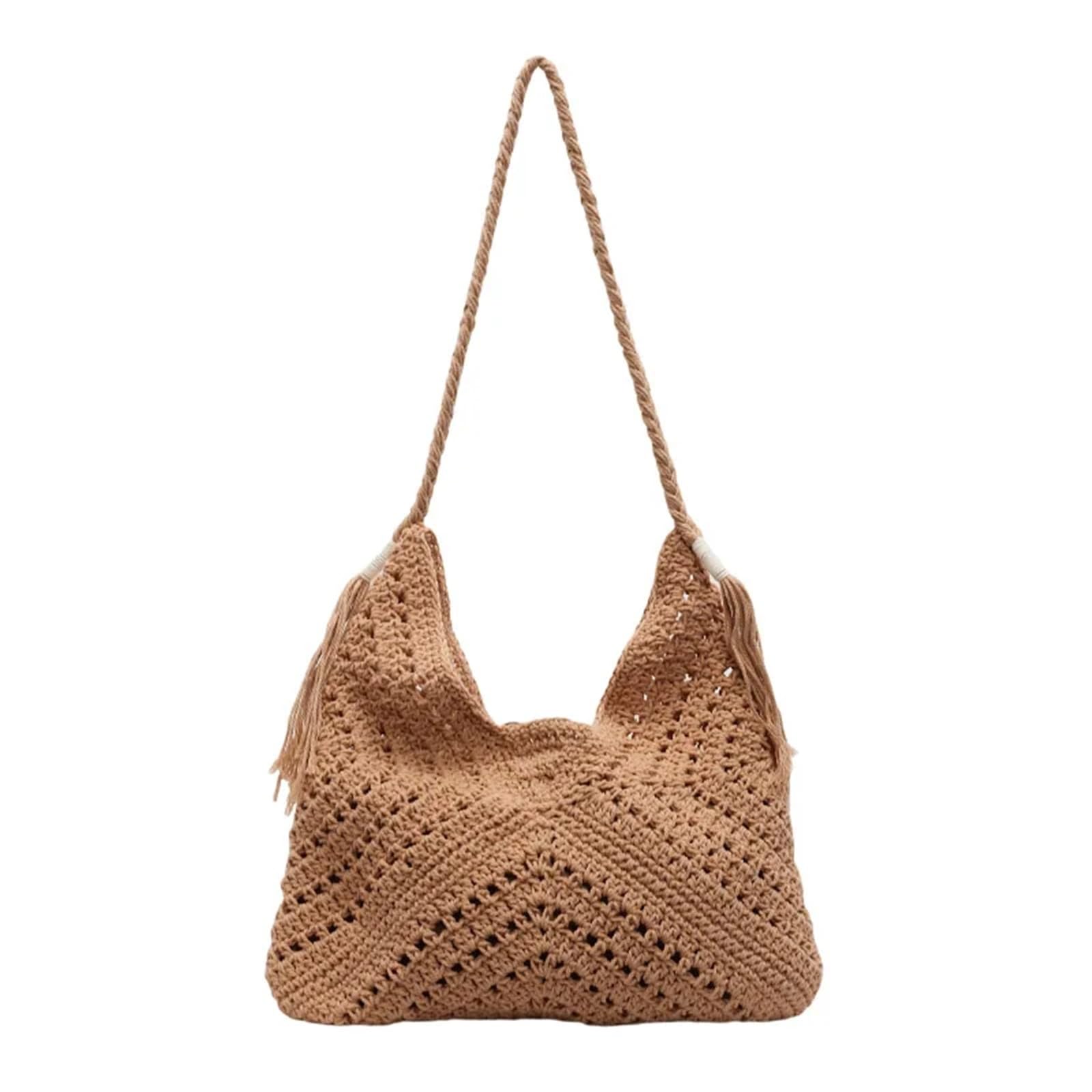Bolsos de Paja Bolso de playa paja gran capacidad con un solo hombro for mujer, ideal for vacaciones verano en la y relajarse
