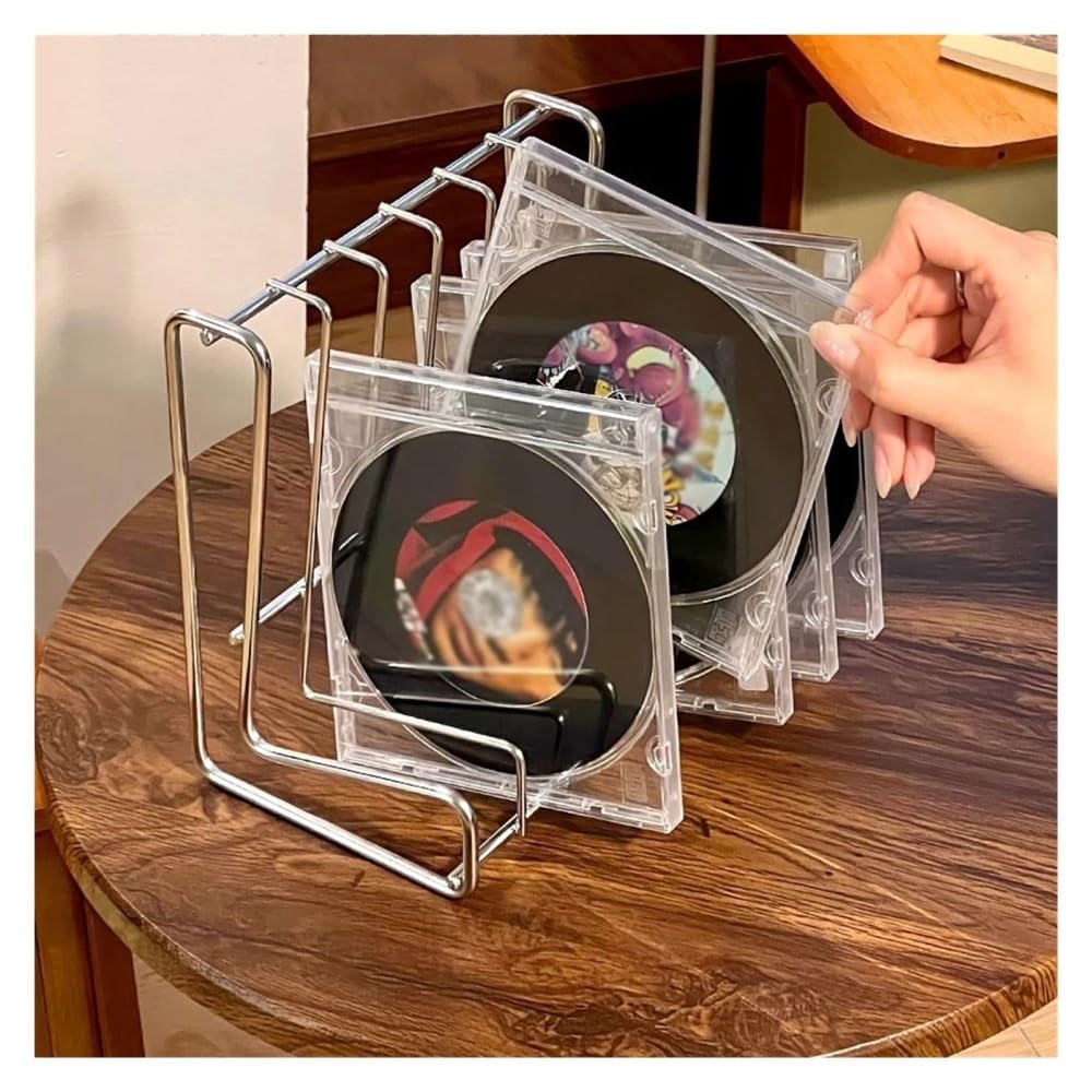 Stojak do przechowywania płyt CD Mały, minimalistyczny stojak na płyty CD ze stali nierdzewnej do domowego biura