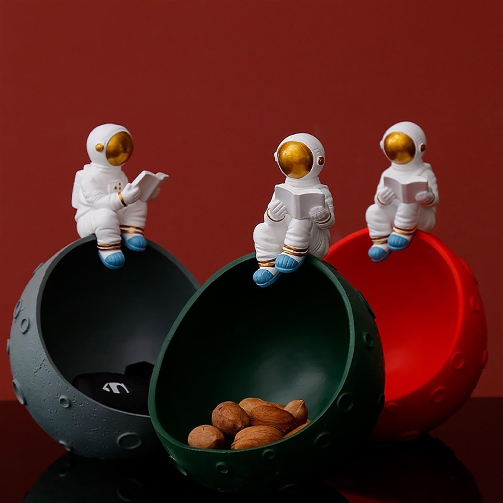 Sleutelkom Decoratief Dienblad Astronaut Sculptuur Standbeeld Salontafel Decor, Sieraden Organizer Dienblad Fruitschaal Veranda Ornamenten Telefoon Munt Horloges Snoepblad (Color : Blue A