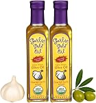 USDA Certified Organic Extra Virgin Olive Oil - Infused with toasted Garlic Low FODMAP by Garlic Gold 250 ML (Pack of 2)