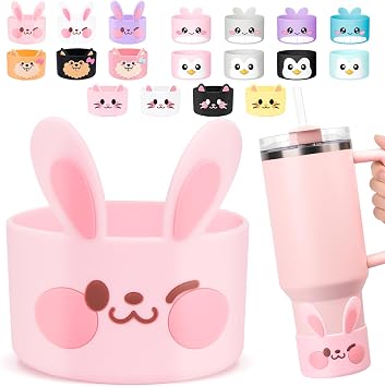 for Stanley Boot, Cute Cartoon Animal Silicone Boot for Stanley Cup 40 oz Quencher Adventure Tumbler, Water Bottle Boot for Stanley Iceflow 20 30 Oz, Stanley Cup Boots Accessories Protector Cove