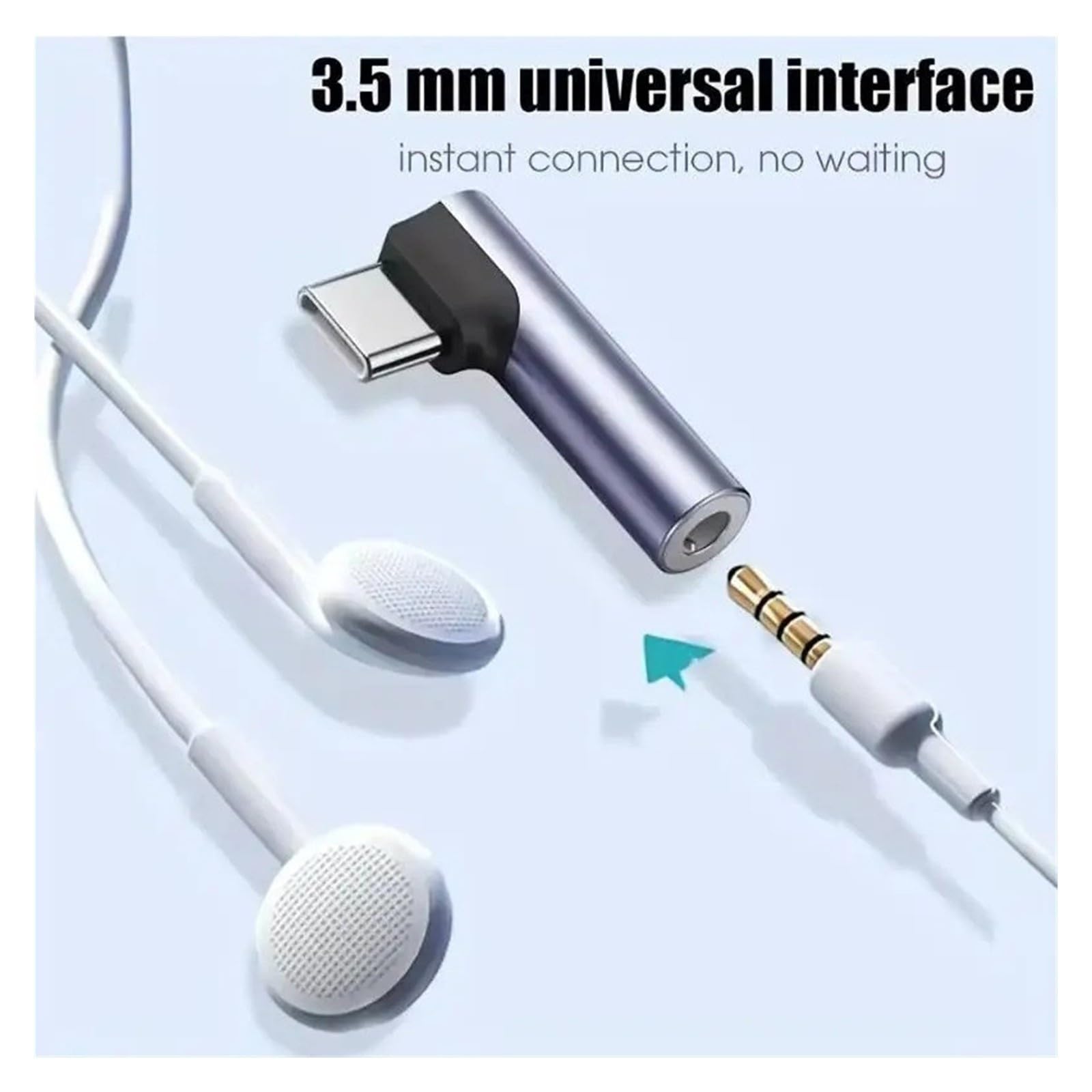 Adaptateur coudé type C vers prise jack 3,5 mm pour téléphone portable Android audio (A2)
