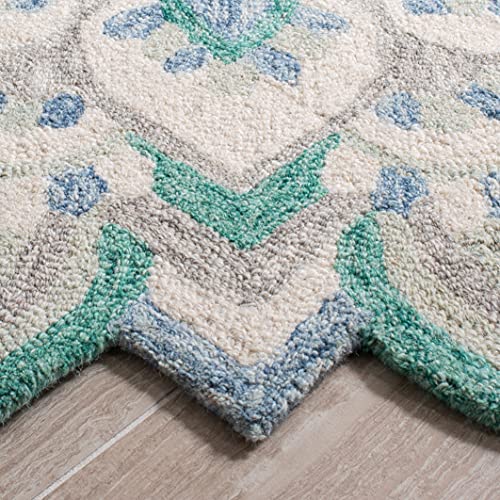 Safavieh Alfombra Redonda 4' Lana Boho Azul Crema miniatura 4