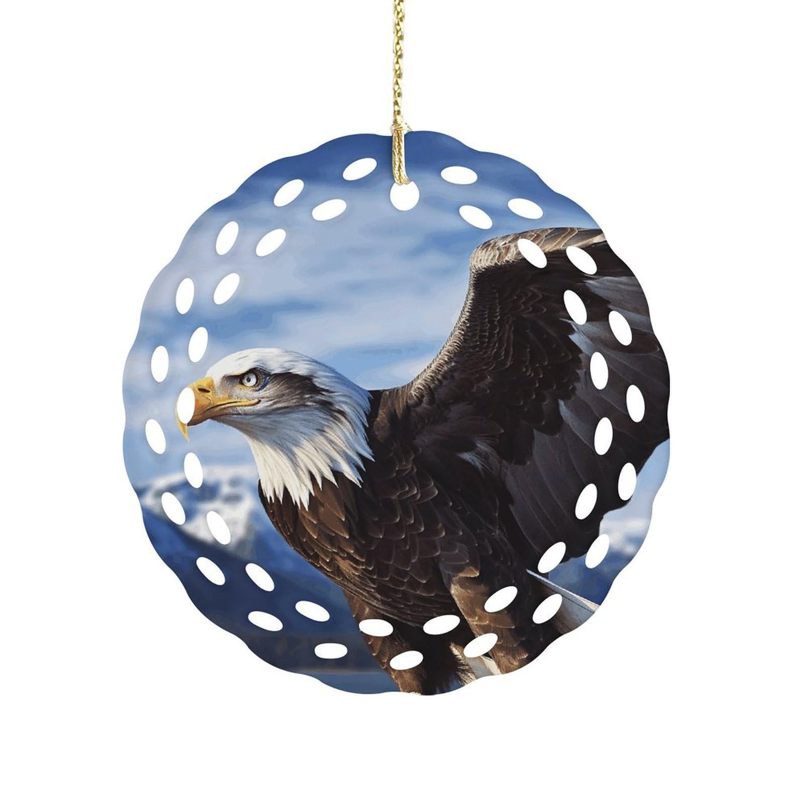 Fodpand Women's Style Eagle1 Ceramic Ornament For Home Decor 3.2" Round Tree Decoration Christmas Ornaments For Men Double-Sided Design