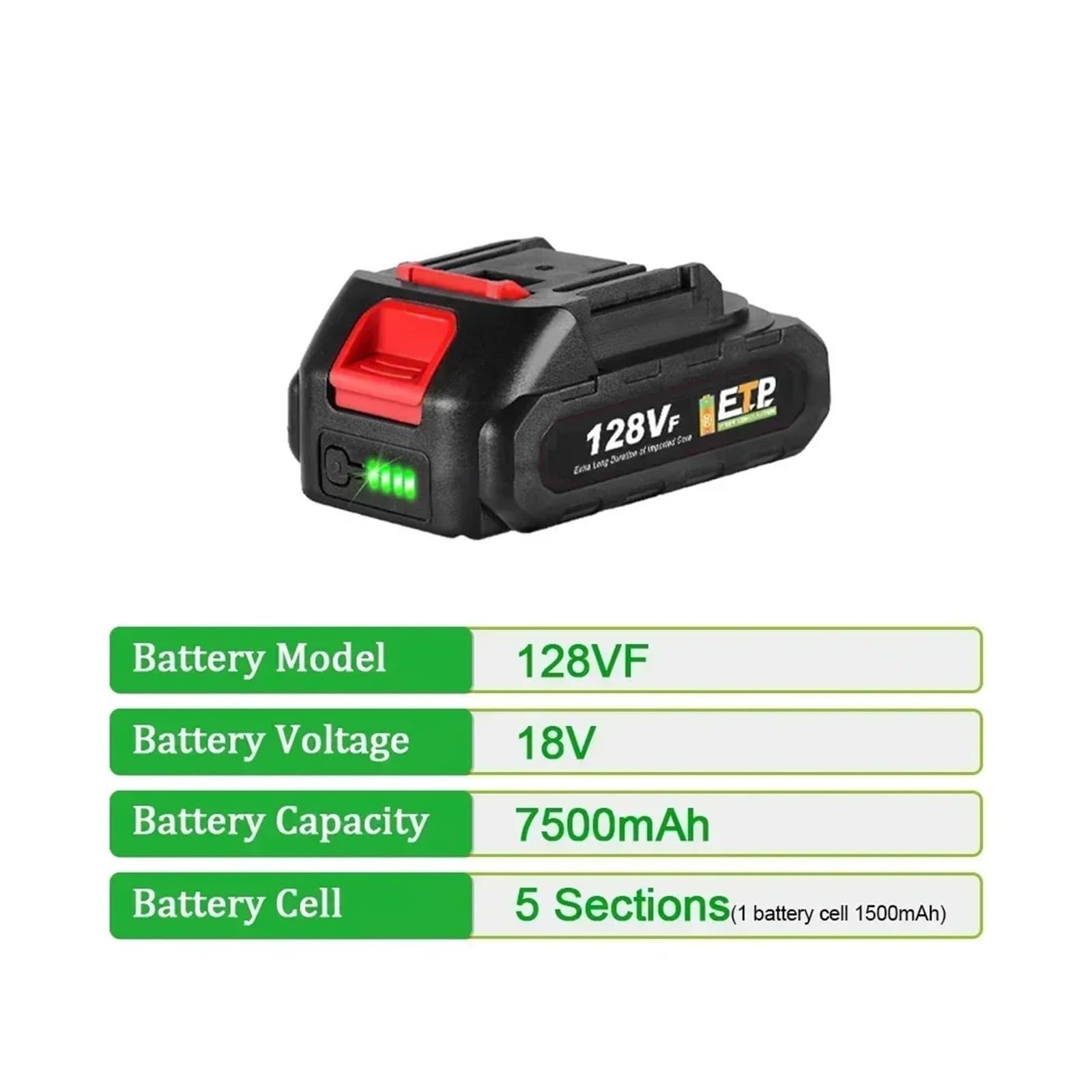 ,Compatibile con Makita, batteria ricaricabile for utensili cordless agli ioni di litio | Batteria di grande capacità 128VF con indicatore luminoso Chiave for trapano adatta(128VF 2battery1charg)