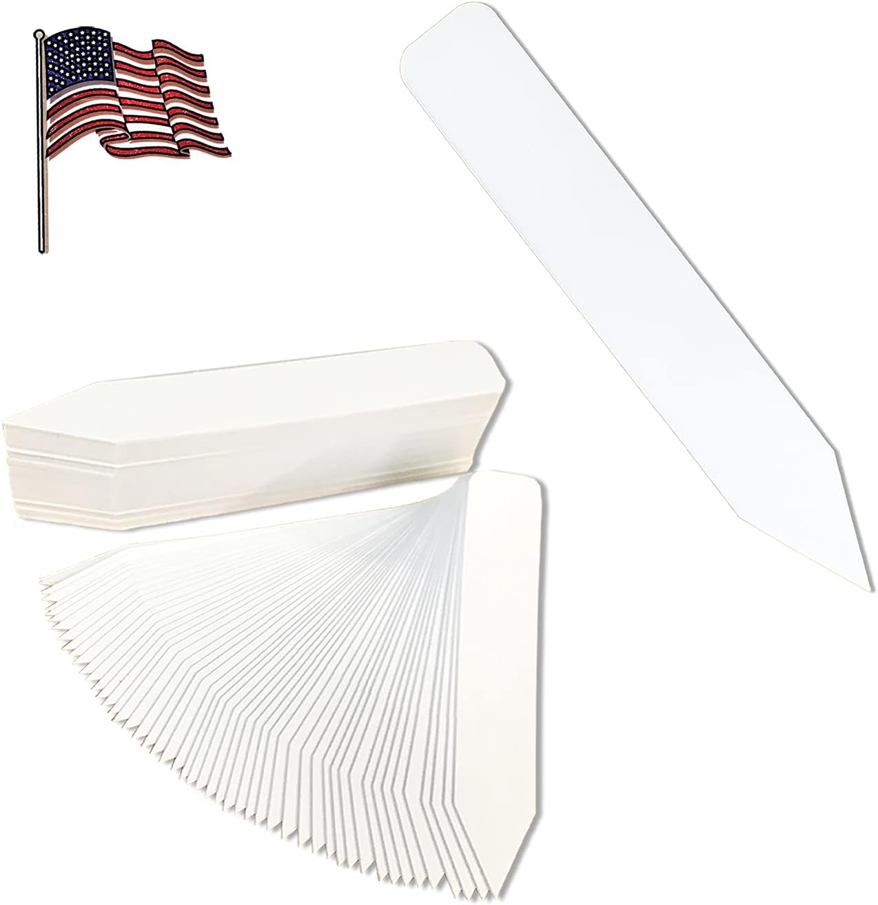 6 x 7/8 White Professional Duty Pot Stakes - 200 Pcs - Plastic Plant Tags and Labels - Nursery Garden Tree Labels Waterproof Writeable | Made in The USA |