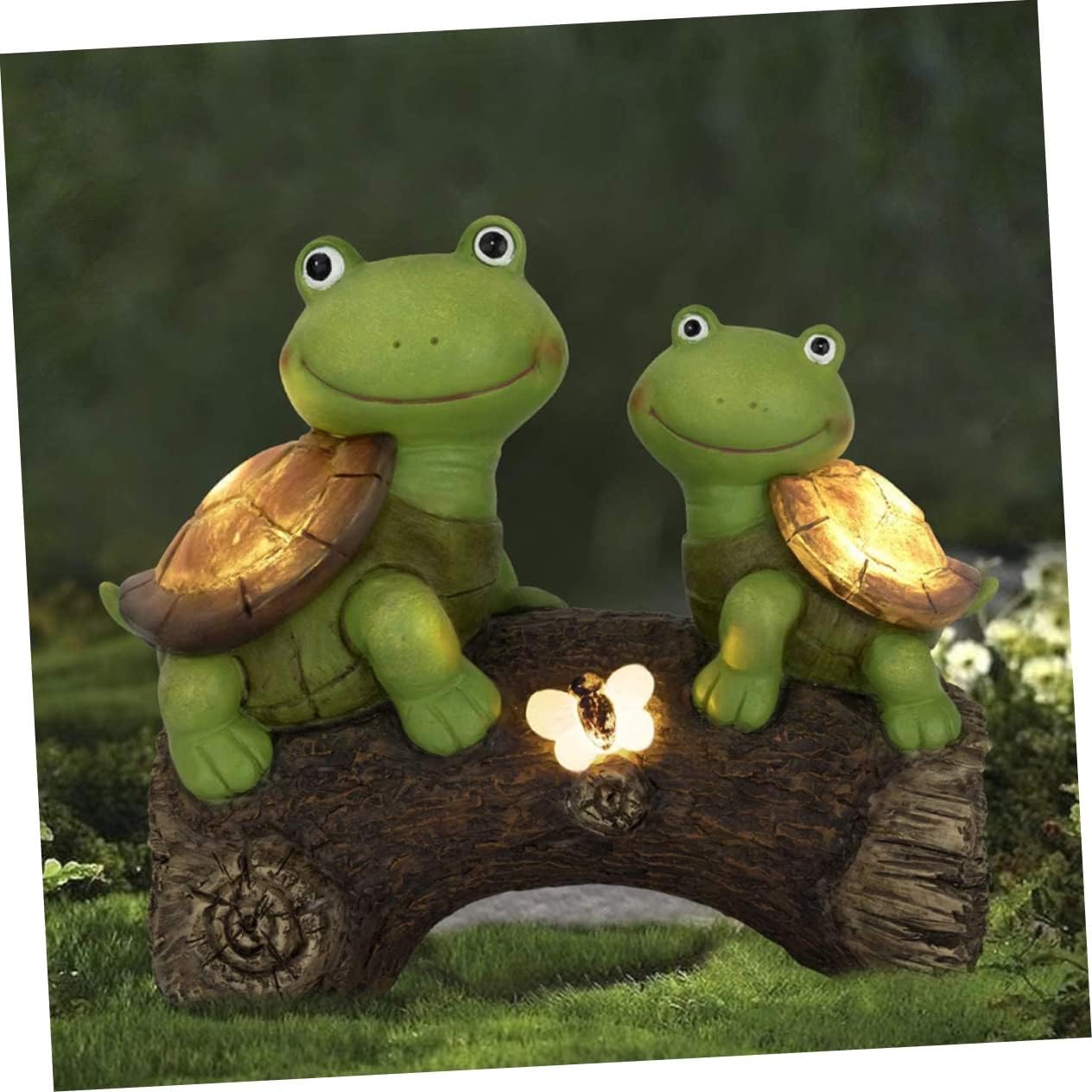 Luxshiny Solar Powered Turtle Landscape Light Decorative Resin Garden Lamp Outdoor LED Turtle Ornament for Patio Courtyard Lighting and Lawn Decor