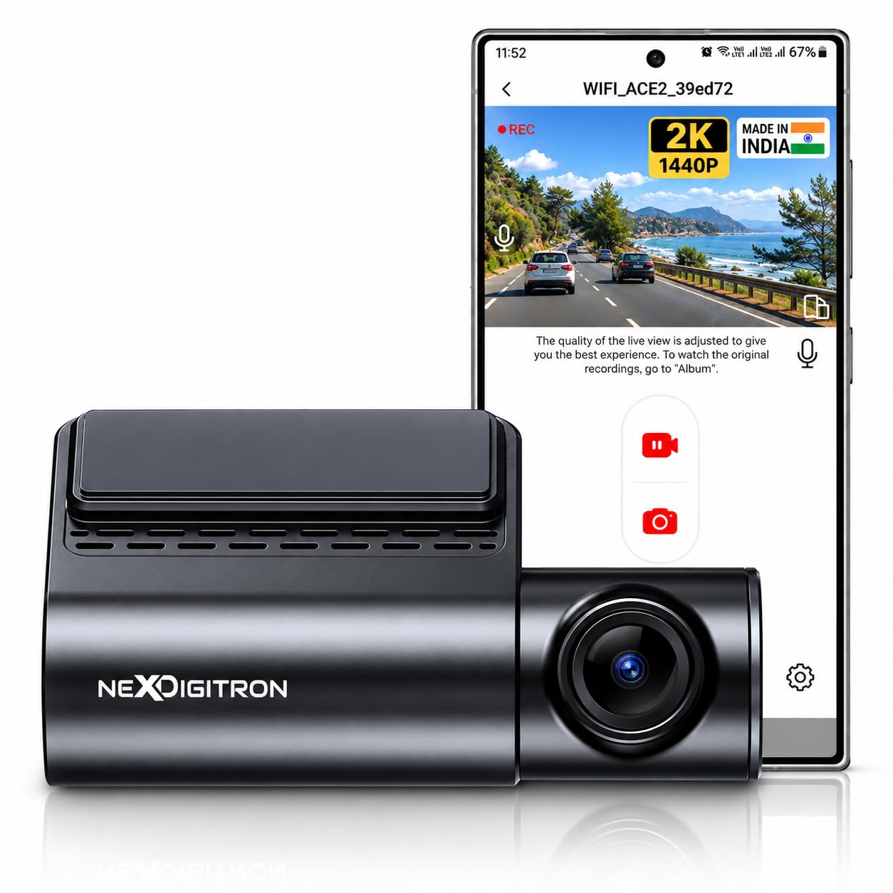 NEXDIGITRON ACE 3 Dual Dash Cam, Native 2.5K & Upscaled 4K Front, Full HD Rear, Built-in GPS Logger, Made in India, Super Capacitor, Wide Angle Lens, Wi-Fi, Parking Mode, Supports up to 256GB — Amazon image 10