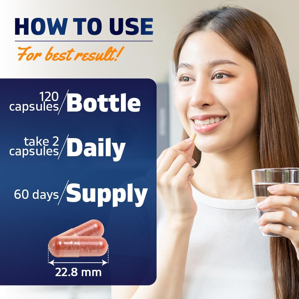 Vitamatic Citrinin-Free Red Yeast Rice 1200 mg. Capsules with CoQ10 100mg, Flush Free Niacin 100mg, & Garlic Powder 20mg - 120 Veg Capsules (Pack of 2)