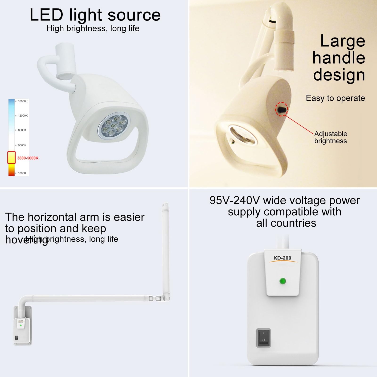 21W LED Lampa Ścienna do Chirurgii Medycznej, Lampa Stomatologiczna Obrotowa o 180 Stopni, Lampa Bezcieniowa, Lampa dla Zwierząt, Lampa Kosmetyczna, Lampa Chirurgiczna