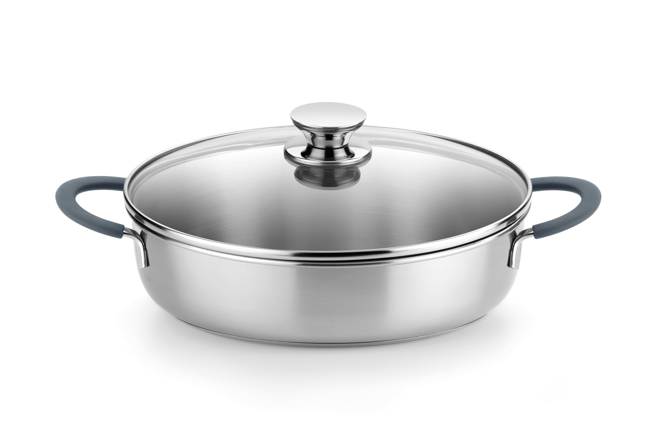 BRA Master | Rustidera 26 cm, Acero Inoxidable | Acero Inoxidable, Sin Antiadherente, Sin PFOA, Apta para todo tipo de Cocinas, Asas Acero Inoxidable recubiertas de Silicona