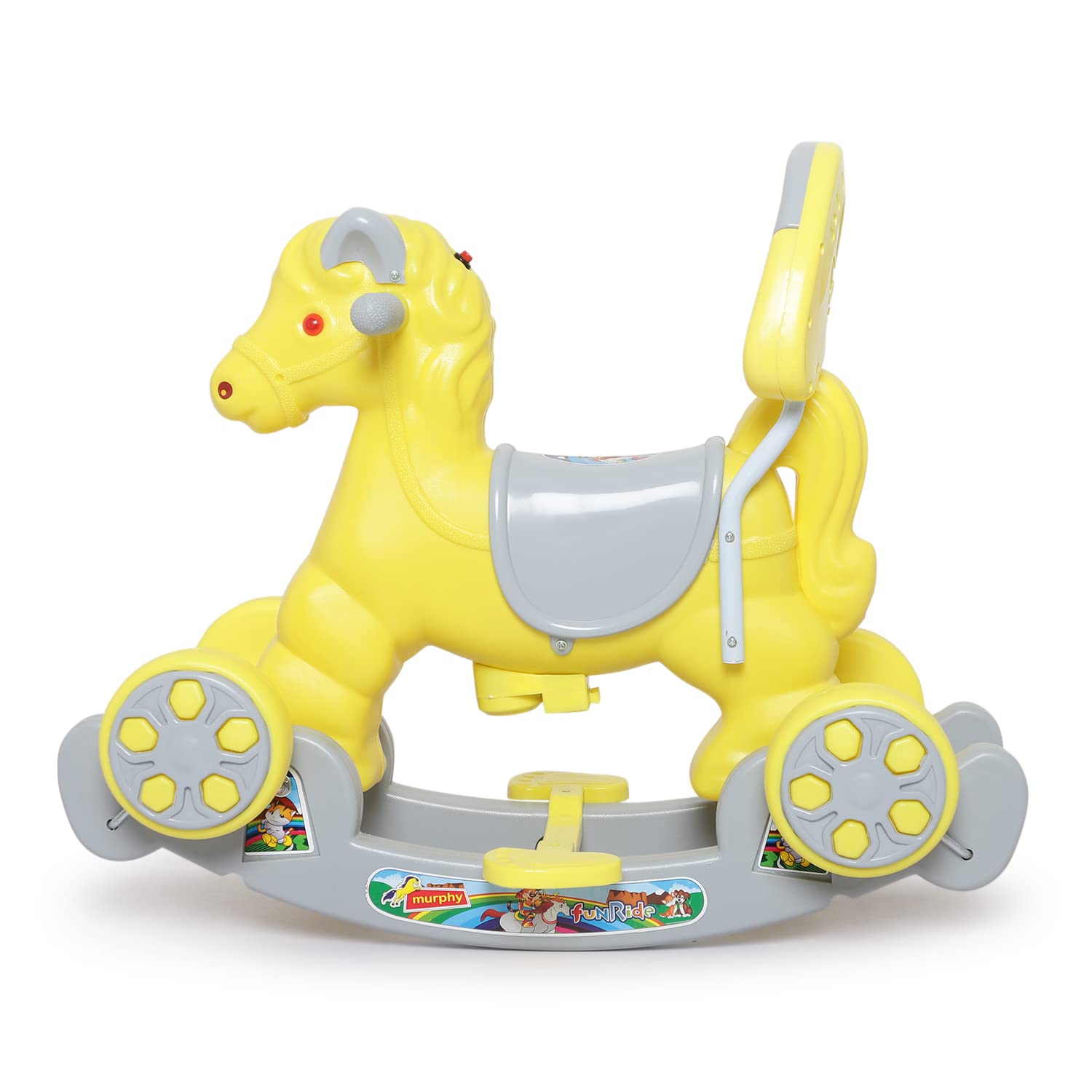 eHomeKart Rocking Horse Ride On for Kids - Murphy Super 2-in-1 Horse Rocker Cum Ride On Toy with Backrest - Ideal Age - 1 Year to 3 Years, Weight Supported - Upto 25 KG- Green (Yellow) 4