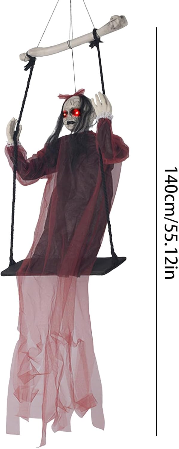 ハロウィン 装飾 - 怖い ハロウィン ゴースト 小道具 - 光と音の効果付きアクセサリー 屋内 屋外 家 庭園 ポーチ 窓 壁用