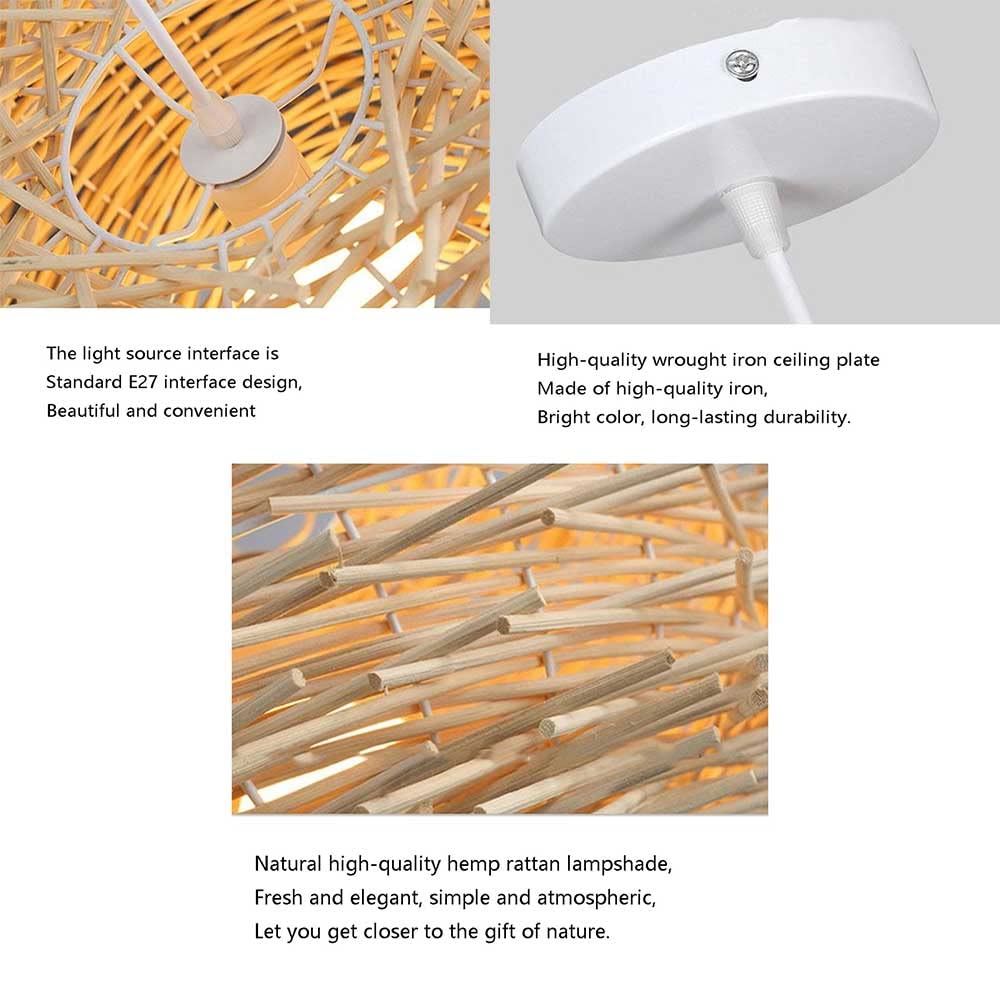 Lámpara Colgante De Mimbre De Bambú Pantalla De Lámpara De Ratán del Sudeste Asiático Candelabro De Nido De Pájaro De Ratán Lámpara Creativa De Nido De Pájaro Lámpara De Ratán Antigua Lámpara