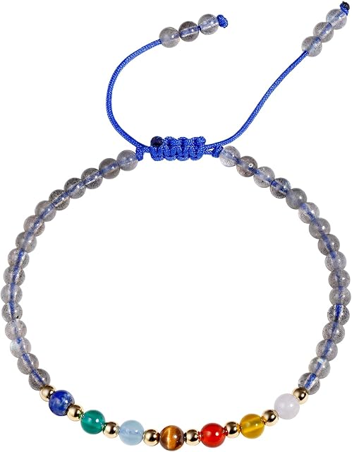 Jewboo 7 Chakra Bracelets for Women Real Stone Lucky Rope Crystal Bead Bracelet Crystals and Healing Stones Jewelry Birthday Gifts