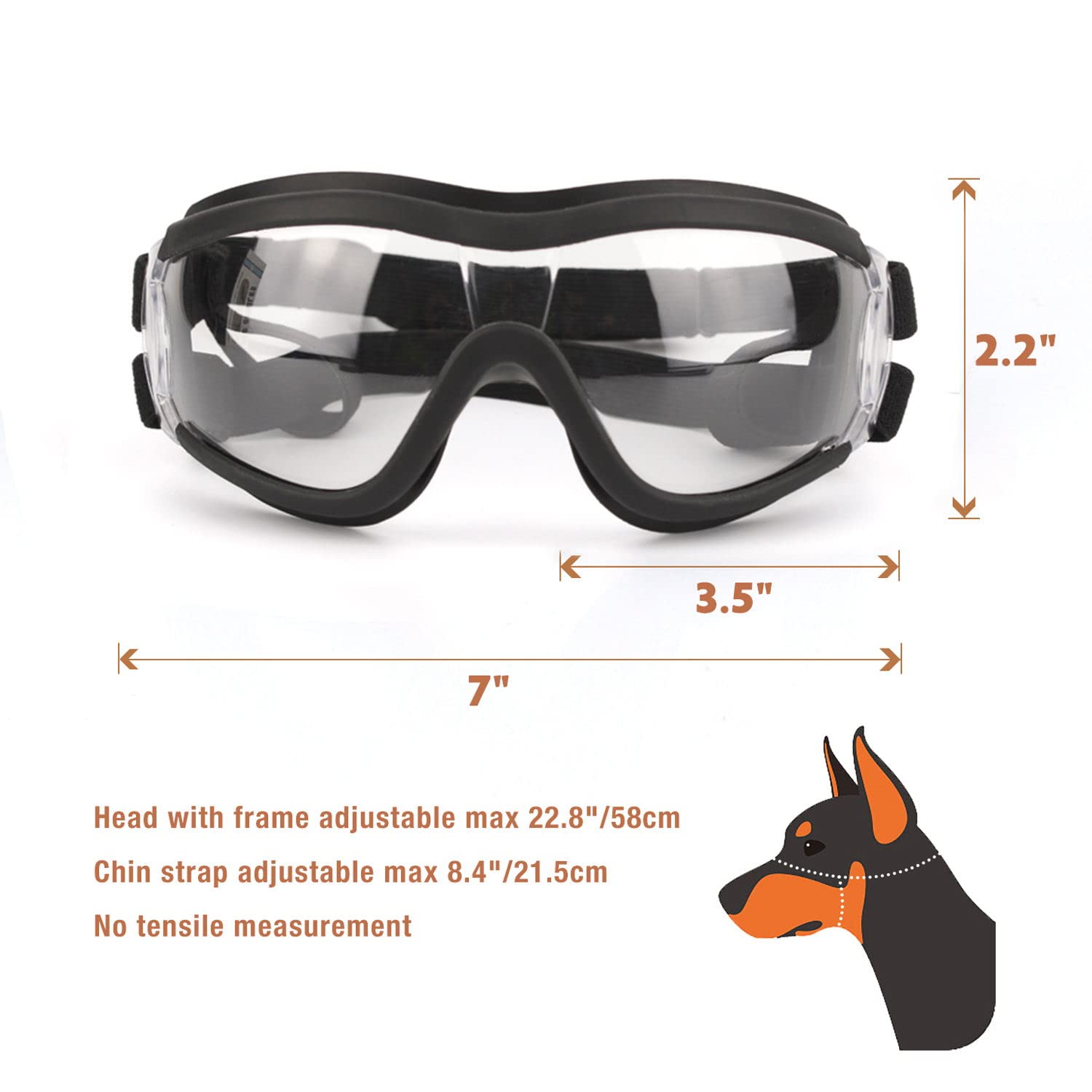 NAMSAN Dog Goggles Transparent Pet Sunglasses Waterproof Windproof Eye Protection for Large/Medium Dog