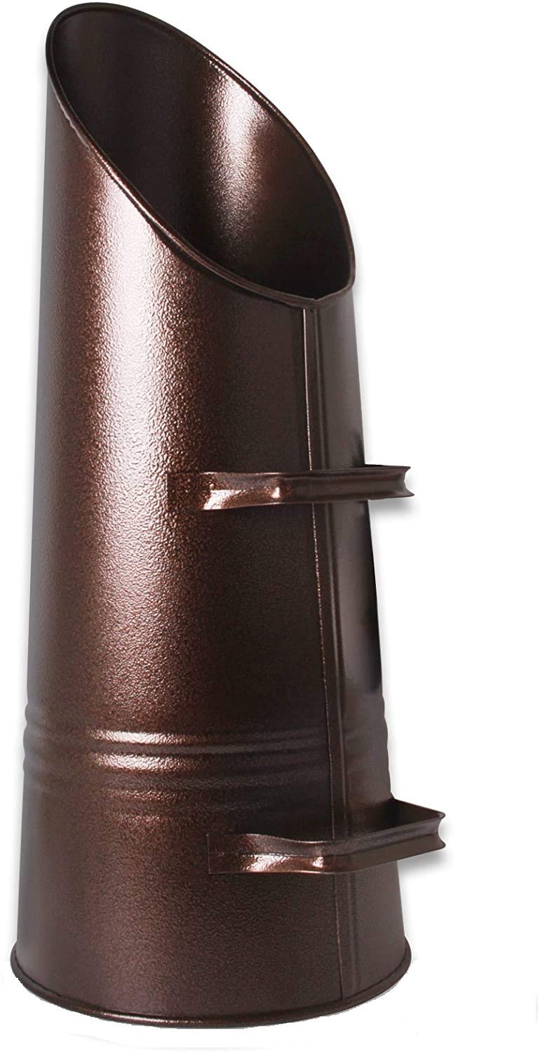 Srendi® Heavy Duty Anthracite 23" Coal Hod, Bucket Coal Scuttle Black Bronze Galvanised High Quality for Fireplace Fire Side Option with Shovel and Poker (Oxy/Bronze Coal Hod)
