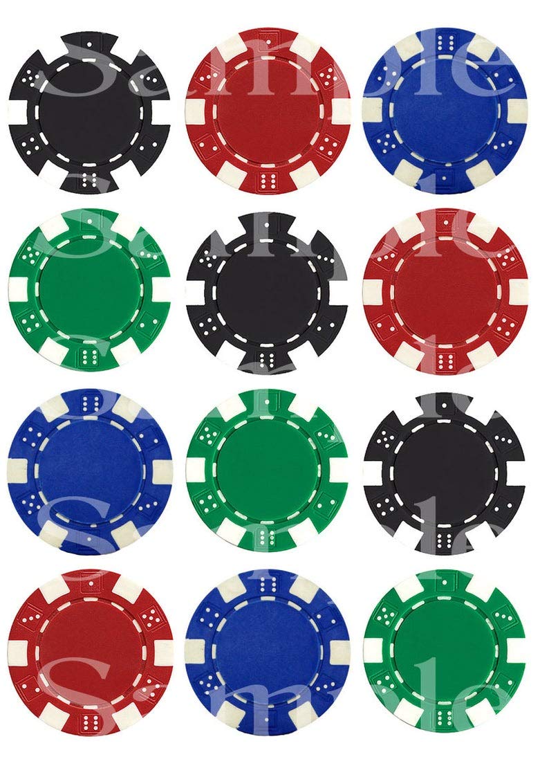 2" Round (15 Per Sheet) - Casino Chips Las Vegas Poker Birthday - D24506-2D Edible Cake Cupcake Party Topper