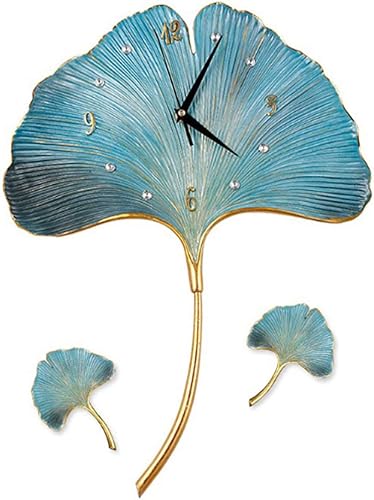 Reloj de pared moderno reloj de pared decorativo combinación de hoja de ginkgo reloj de pared estilo europeo reloj de arte de lujo para sala de