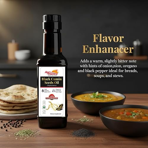 Miniatura 7 de Agro Mantra Aceite de semilla de comino negro orgánico USDA (Nigella Sativa), prensado en frío, 6.08 onzas líquidas, puro y sin refinar