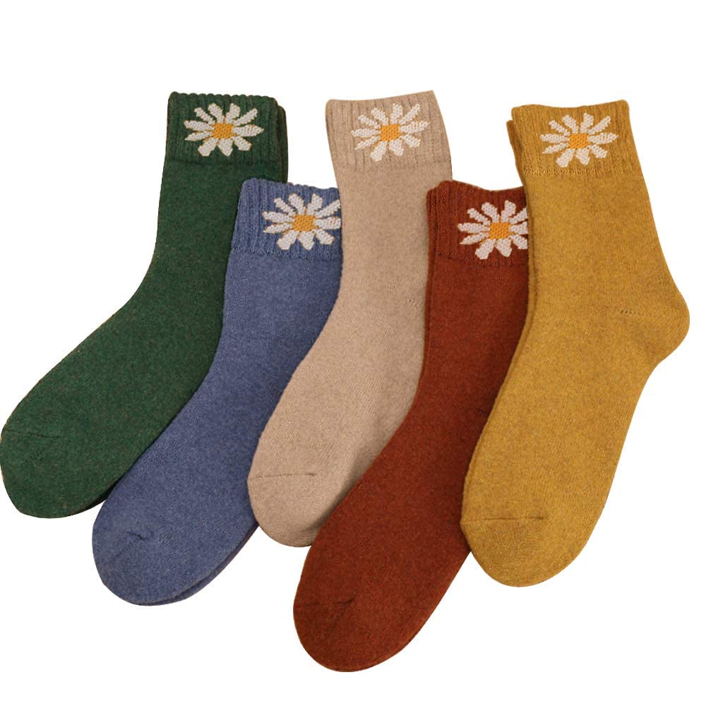 MOSOTECH Calze Termiche Donna Invernali - Colorate Spesse in Spugna, Calzini Termici Vintage di Calda per Trekking, Lavoro, calzettoni Regalo Taglia Unica 35-42