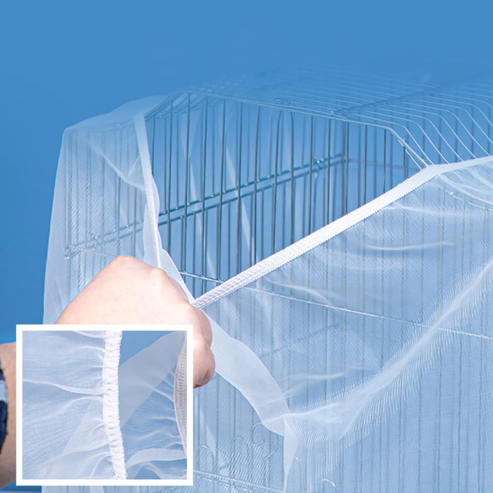 Attrape-Plumes d'oiseaux, Cage à Oiseaux, Attrape-graines, Filet réglable pour Cage à Oiseaux Extensible pour Cage Ronde carrée Blanche