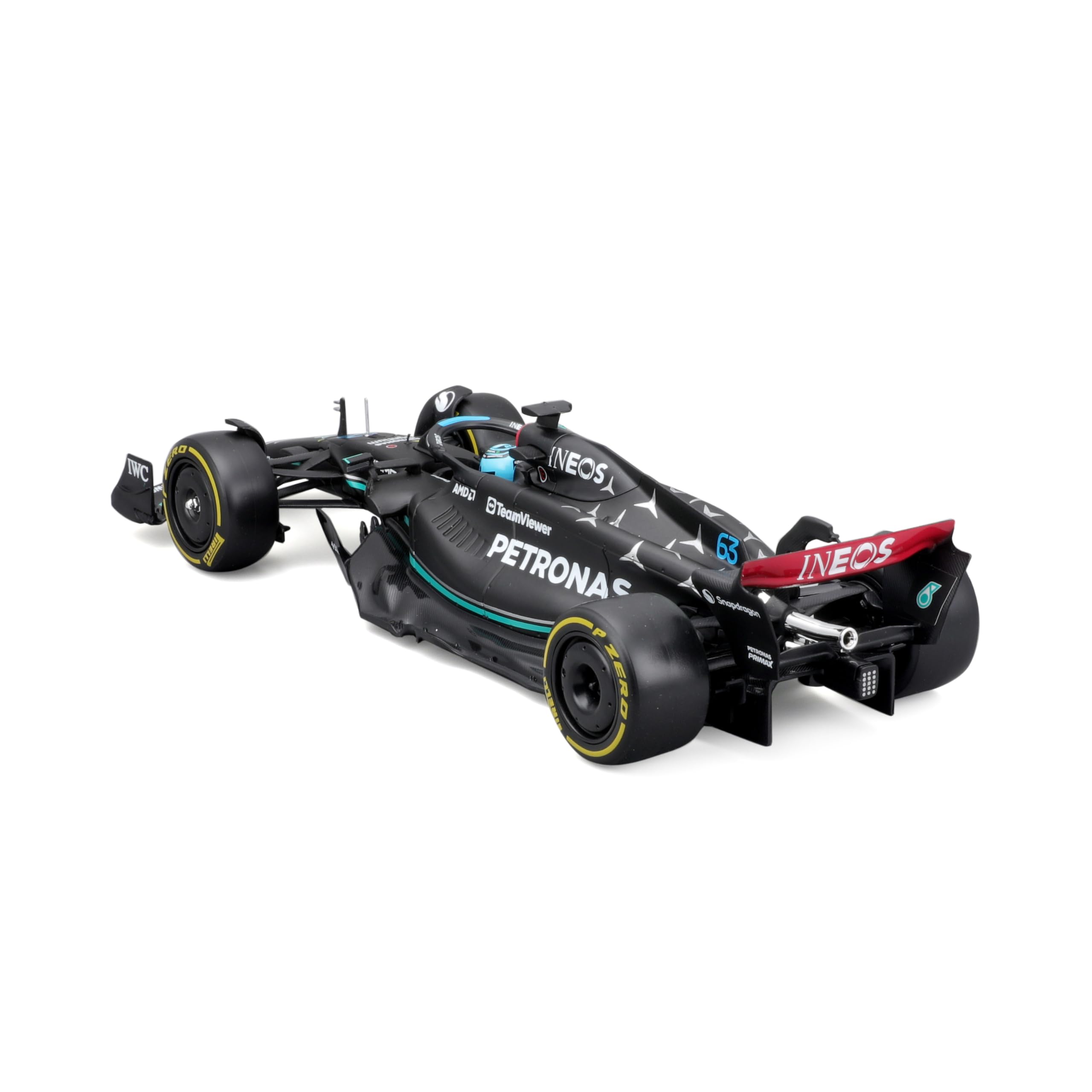 Bburago - 1/24 Racing - 2023 Mercedes-AMG F1 W14 E-Performance - con Casco #Russell - Novedad 2024: Una réplica precisa para Los Fans de Las Carreras, capturando el espíritu de la competición