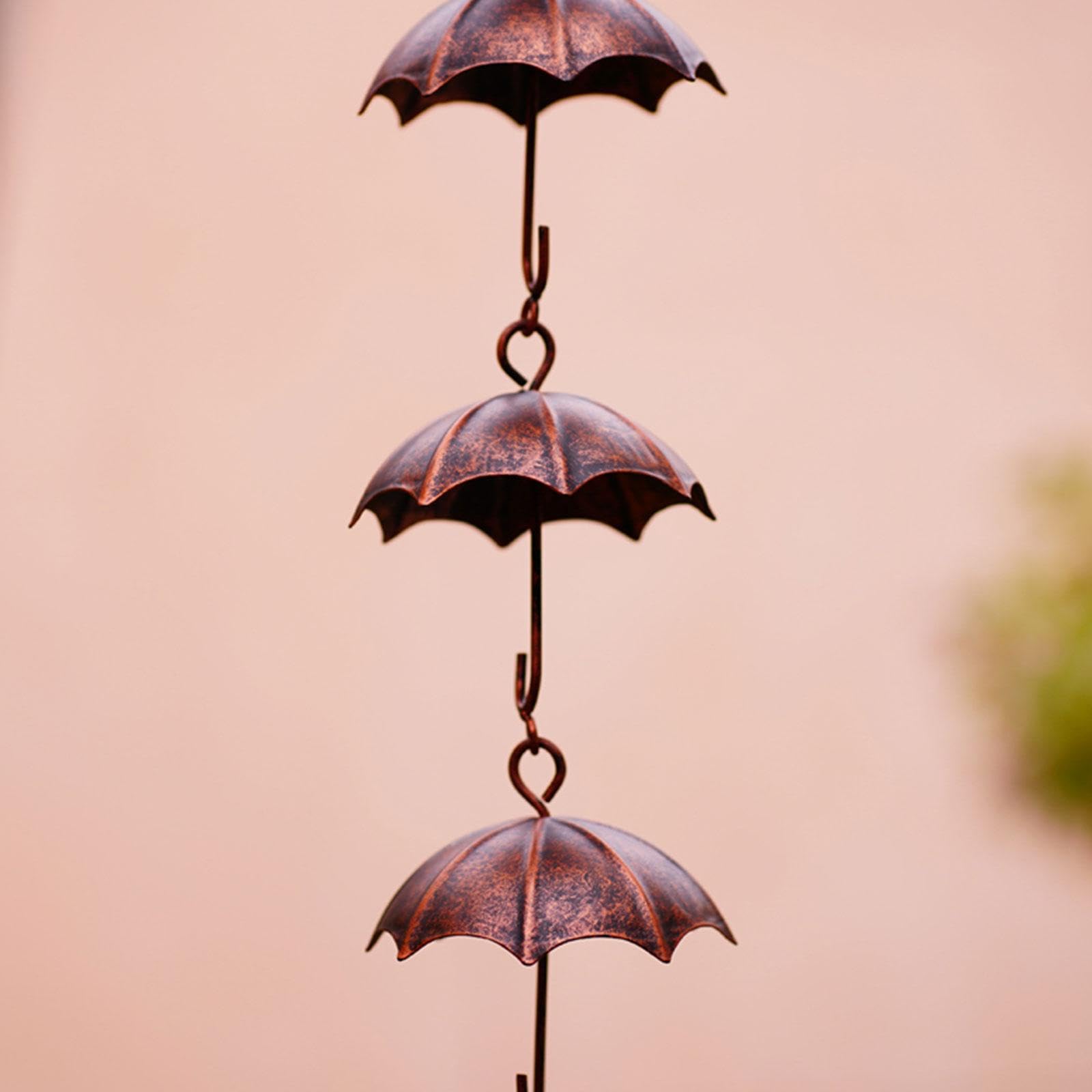 F Fityle Chaîne de Pluie de Parapluie décorative rétro de 3,3 Pieds, Pendentif en métal pour Drain extérieur, Porche, gouttière, décor d'avant-Toit de Maison
