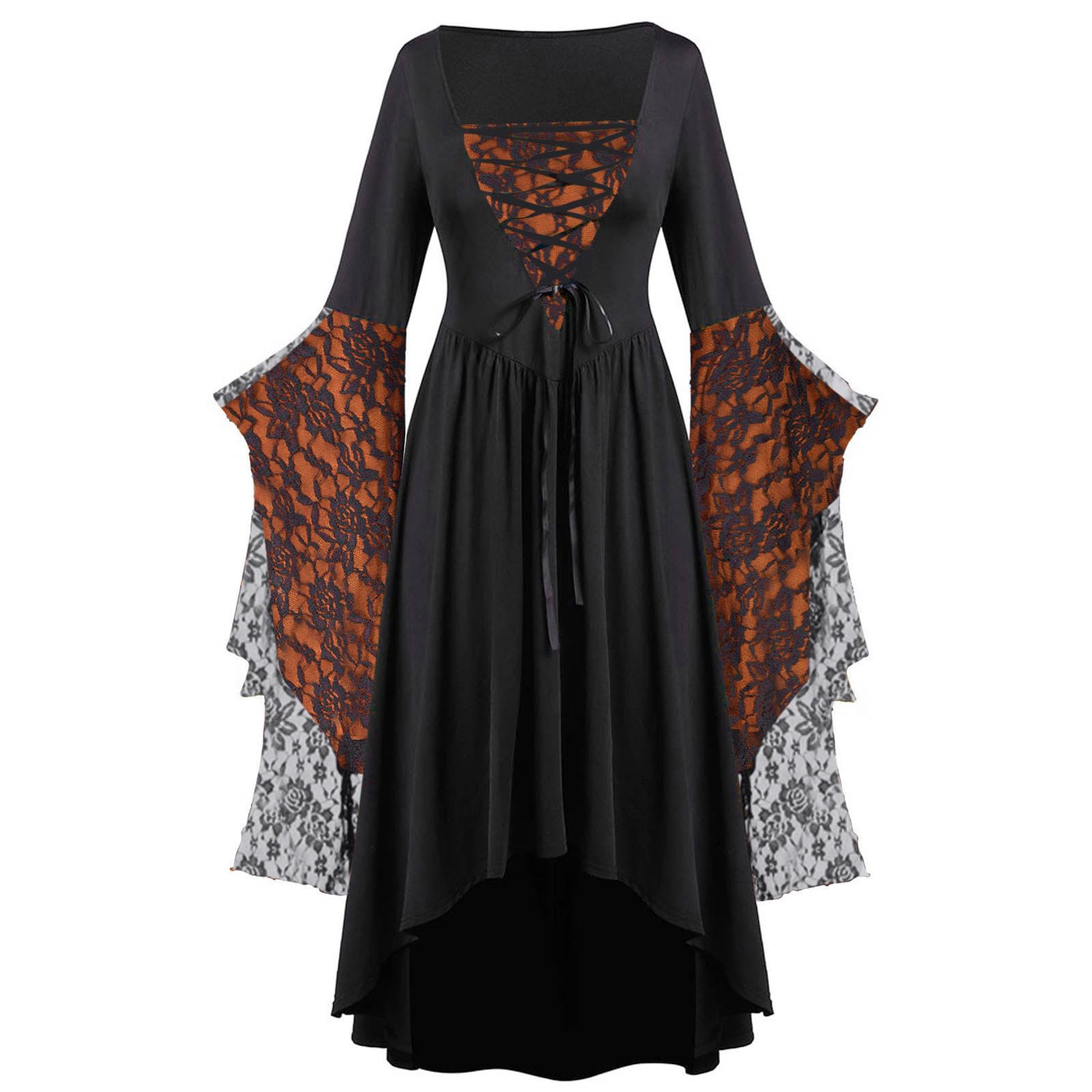 AMhomely Halloween Dresses Skull Women - Vintage Gothic Dress High Low