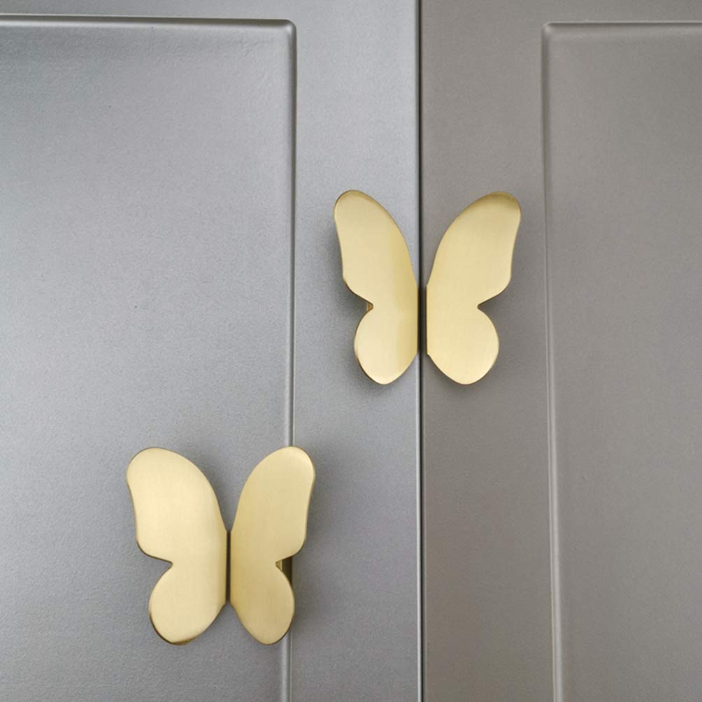 Paio di pomelli Vintage per mobili in Ottone a Forma di Farfalla, Maniglie per Maniglie per cassetti antichi, Maniglie per mobili per Armadio Guardaroba