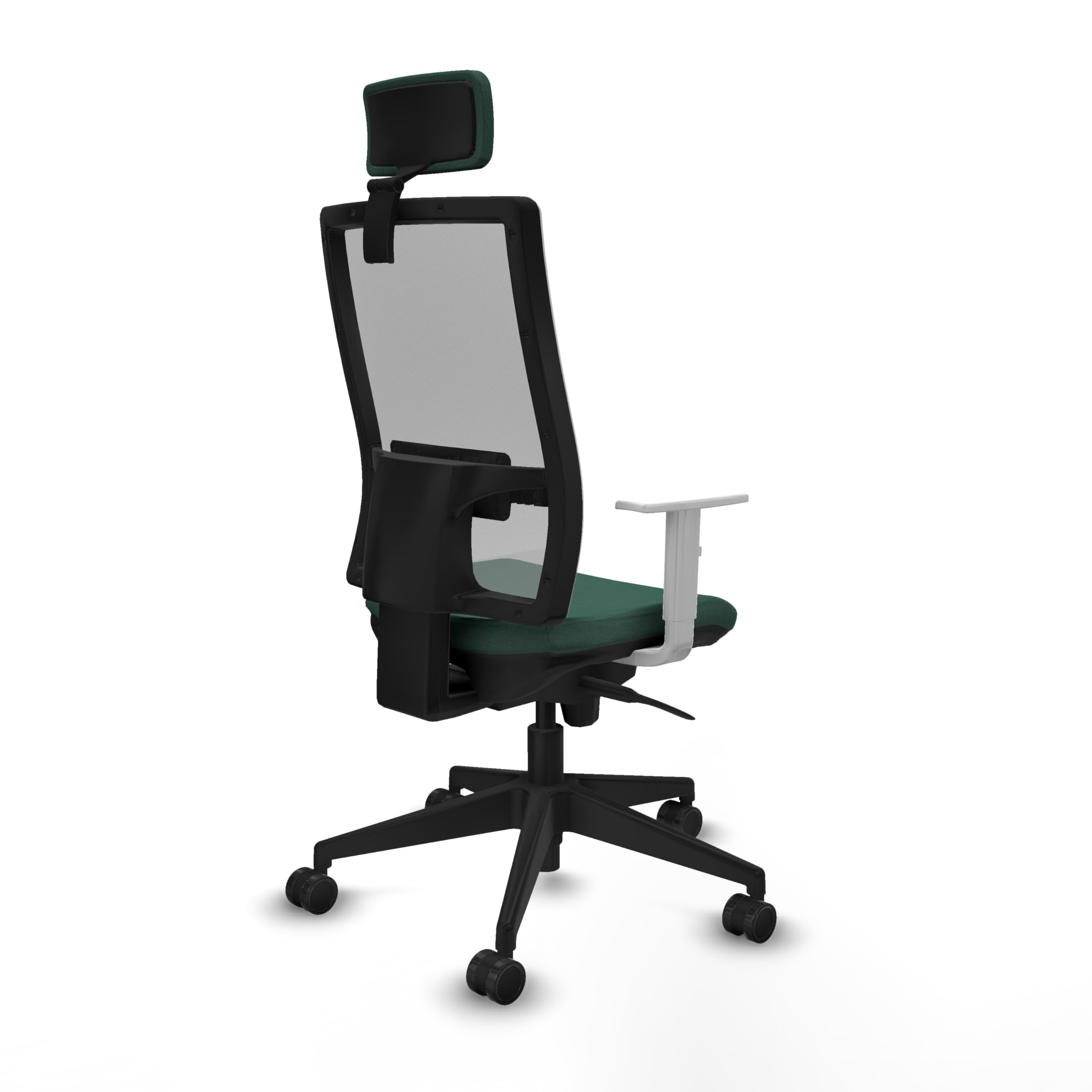 Piqueras y Crespo - Apoyo Lumbar para Silla Hornas con cabecero 2D, Brazos Blancos y Mecanismo sincro de 5 Posiciones, Ideal para teletrabajar y estudiar.