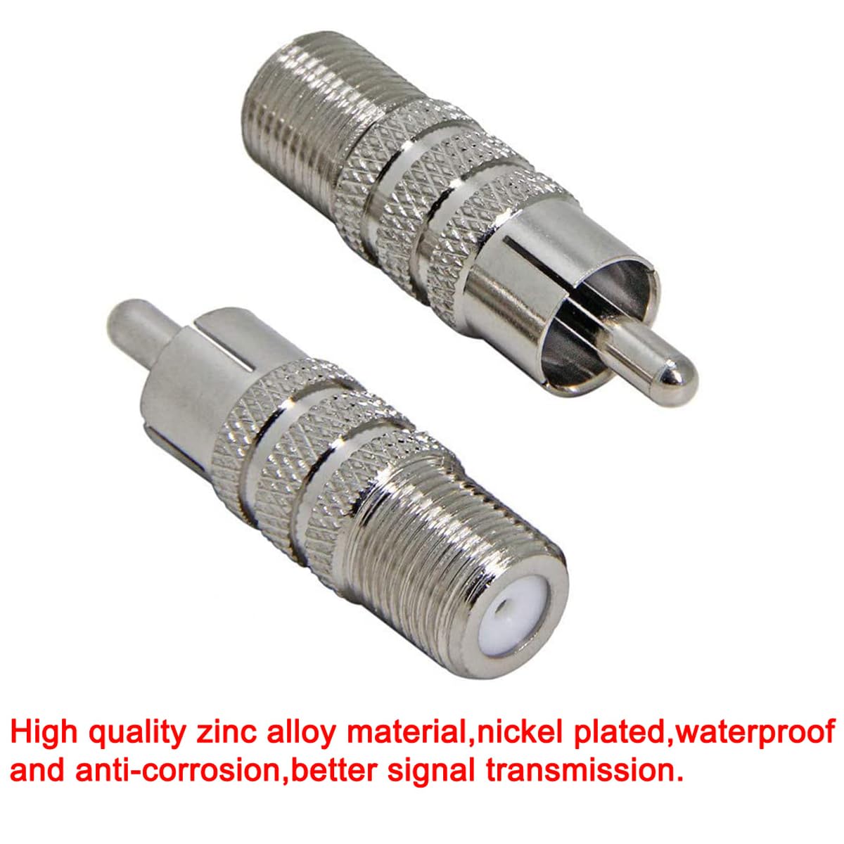 2 Pezzi Adattatore Coassiale F-Type Maschio A RCA Femmina – Connettore TV/USA Per Audio/Video