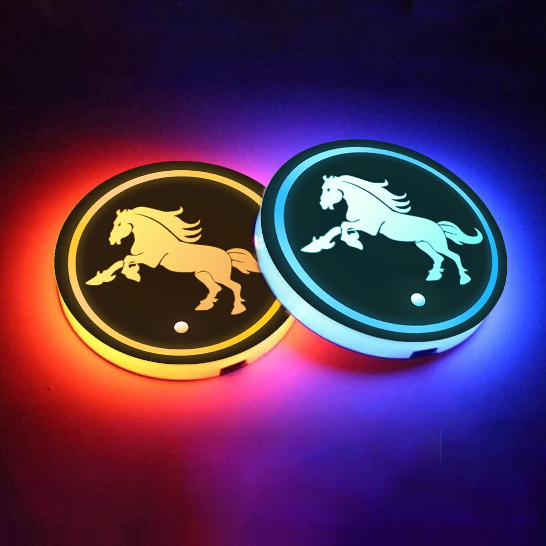 2 Pcs LED Car Cup Holder Lights,7 Colors Luminescent Light Cup Pad,USB Charging Car Coasters,Luminescent Cup Pad Interior Atmosphere Lamp Decoration Light for Car