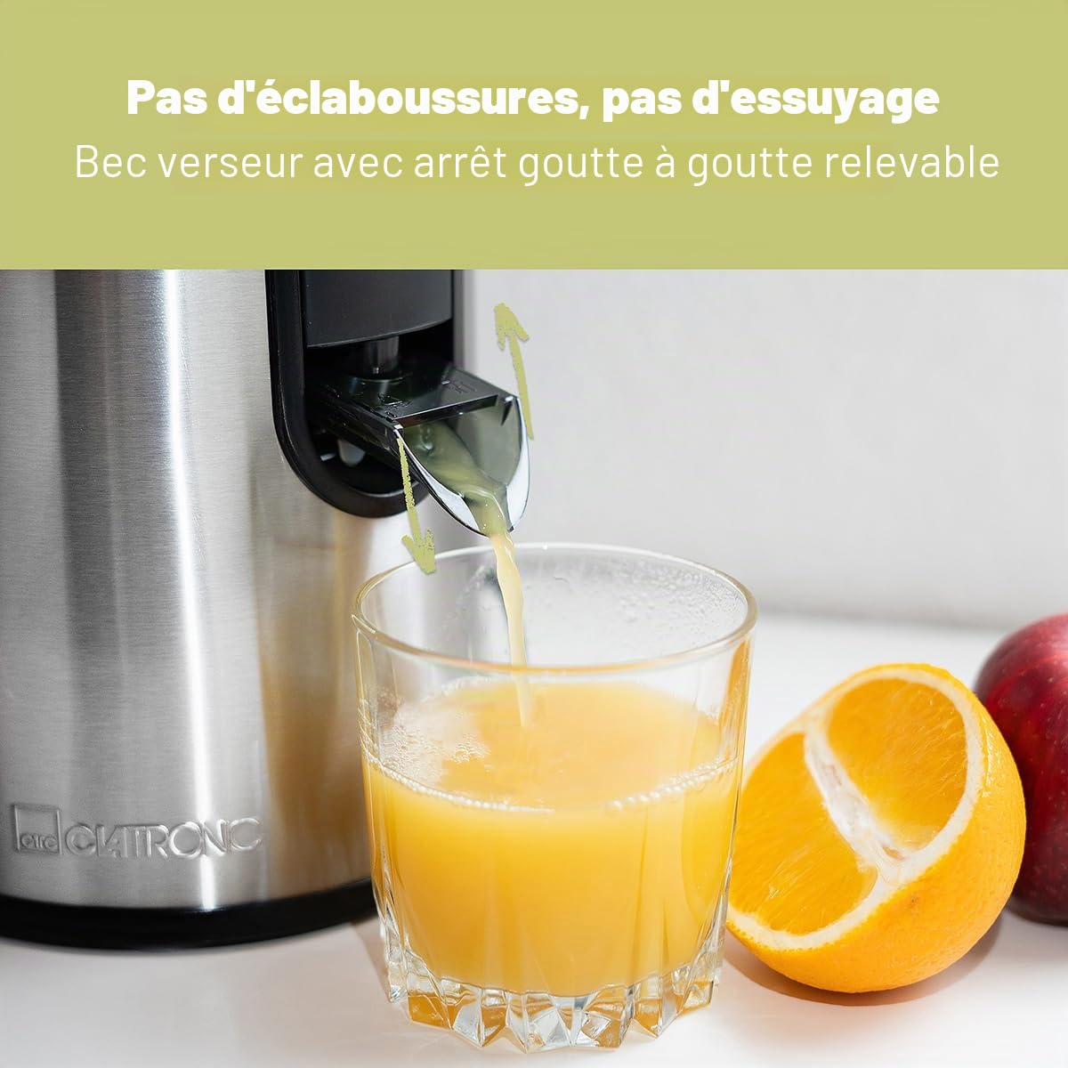 Centrifugeuse Automatique - Extracteur de Jus - Centrifugeuse Proféssionnelle Démontable - Extracteur de Jus Fruits et Légumes avec 3 Vitesses - AE 3666 noir CLATRONIC
