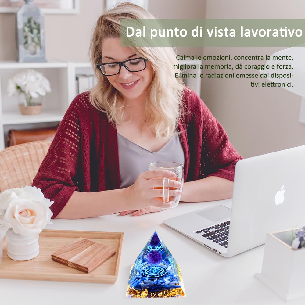 Piramide di Orgonite, Cristalloterapia Pietre Sfera di Ametista, Pietre Chakra di Cristallo Tigre, Dell'albero Vita Piramidi Energetiche, Chakra Healing Meditazione Yoga (D)