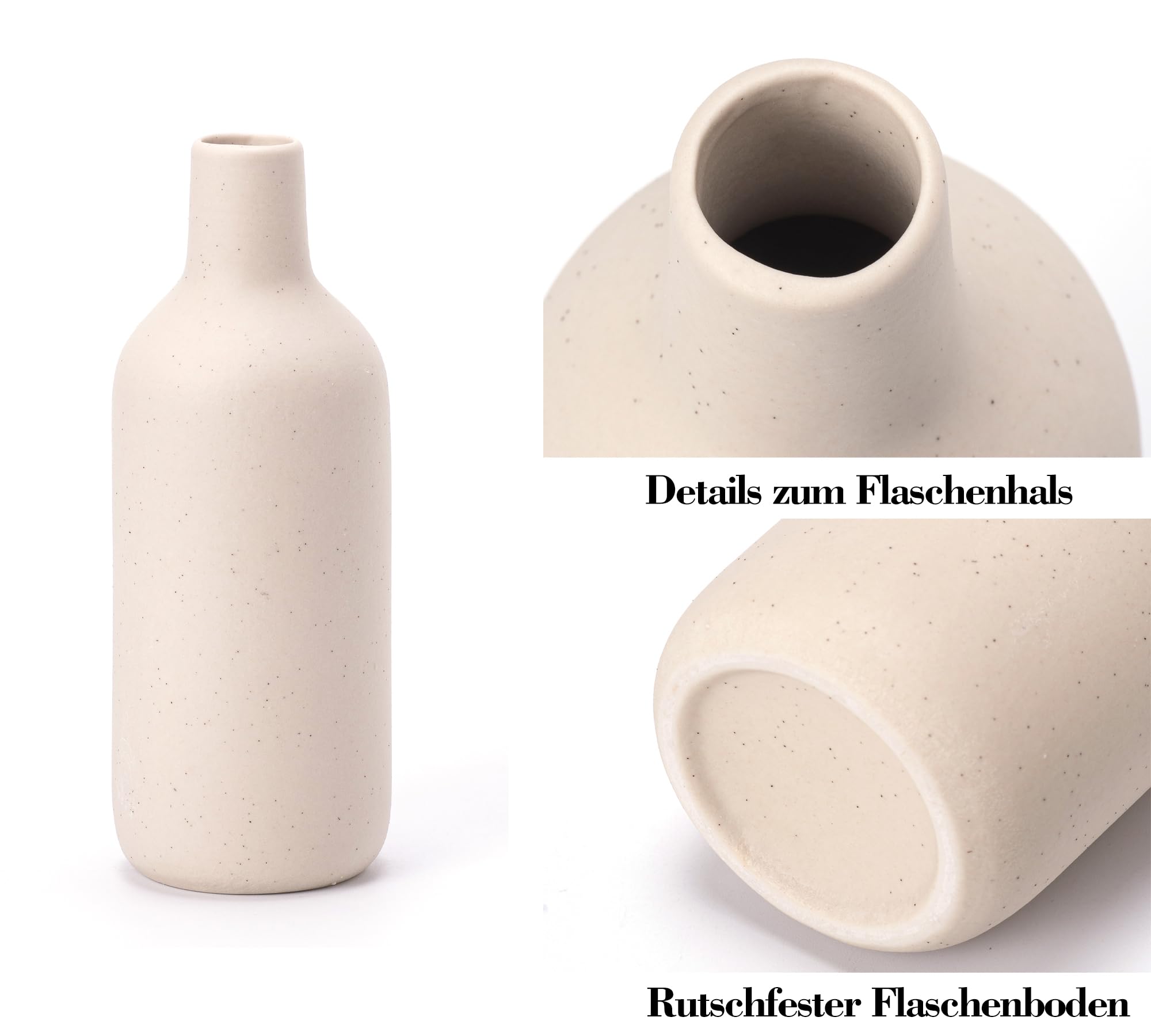 Beige Vasen Keramik 4 Stück, Kleine Blumenvasen Set für Dekor, Minimalistisch Vase Home Decor für Pampas Grass, Wohnzimmer, Esszimmer (09 Beige)