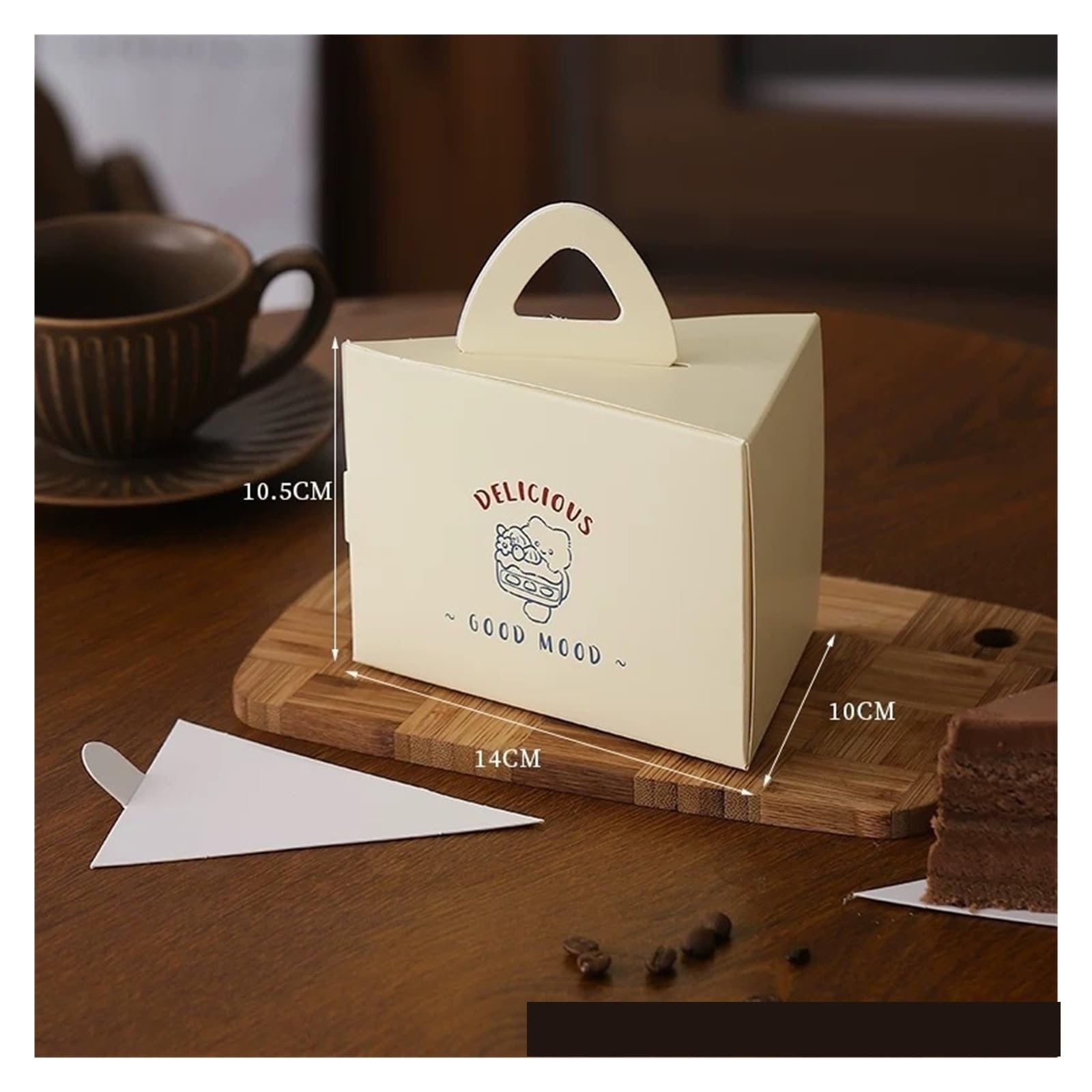 Caja triangular for rebanadas de pastel, 50 Uds., 14*10*10,5 cm